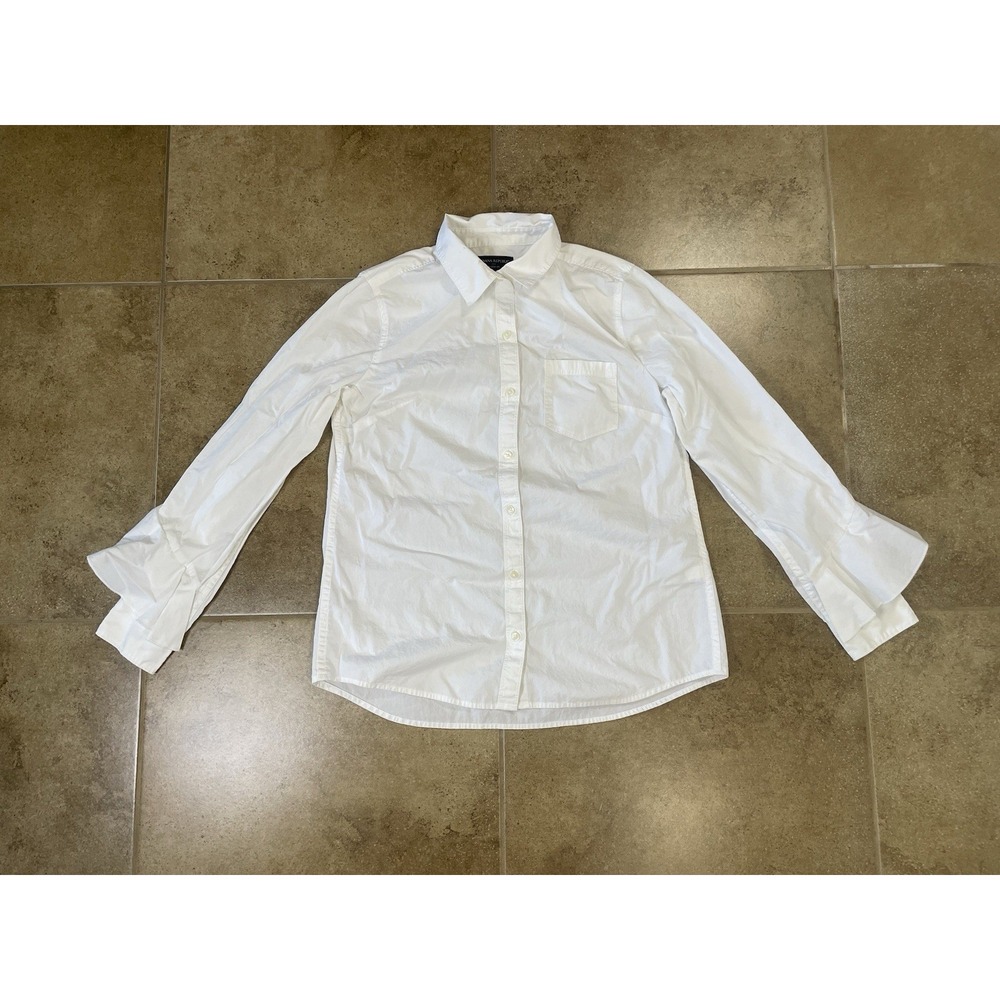 Banana Republic Women's Sz S Small Classic Fit Button-Down Dress Shirt Ruffle